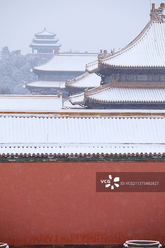雪中故宫红墙图片素材