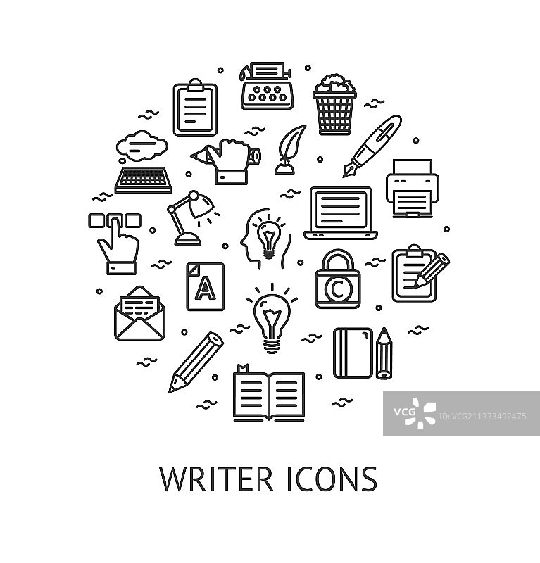 作家签名圆形设计模板图片素材