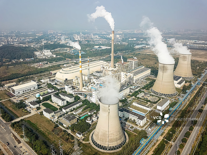 火力发电厂-电厂-热电站-热电厂-发电-供热-热力-工业园-化工园图片素材