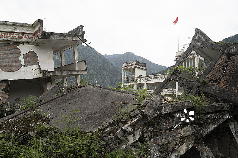 四川汶川映秀中学512地震遗址图片素材