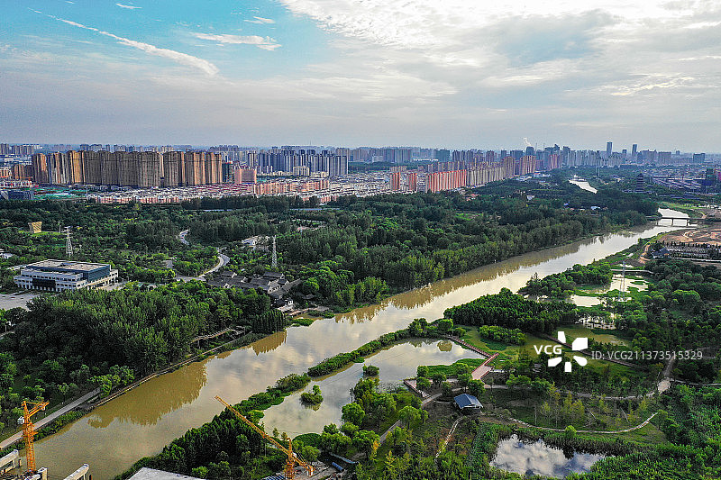 古淮河穿城而过+江苏省淮安市清江浦区古淮河文化生态景区图片素材