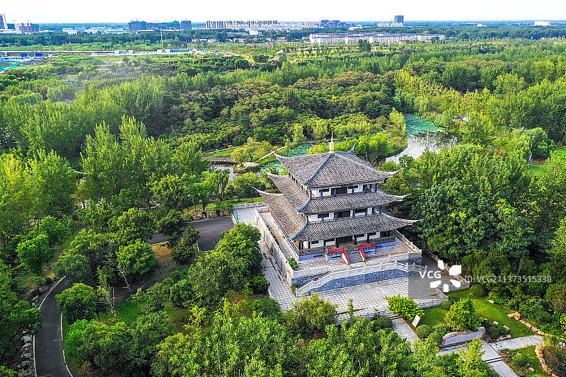古淮河生态景区古淮楼+江苏省淮安市清江浦区古淮河文化生态景区图片素材