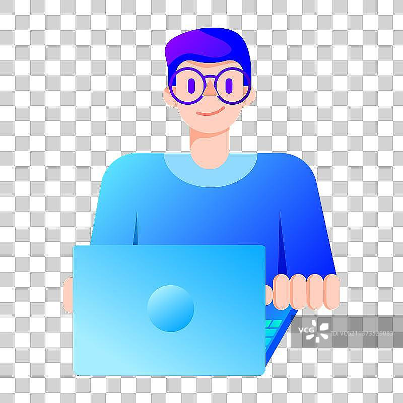 工作场景用电脑打字的男生图片素材