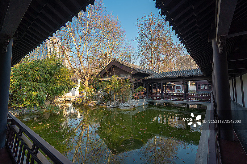 园林一角+山东省潍坊市潍城区人民公园图片素材