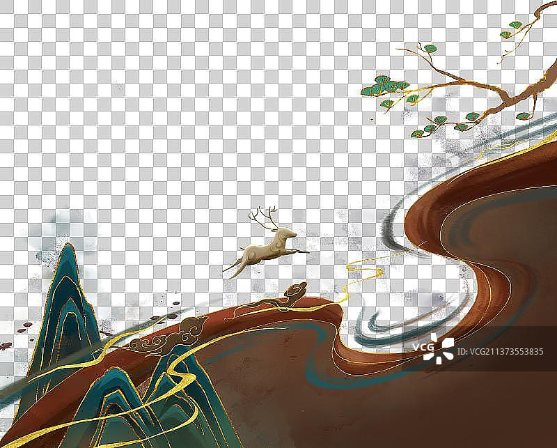 古风山水动物图片素材