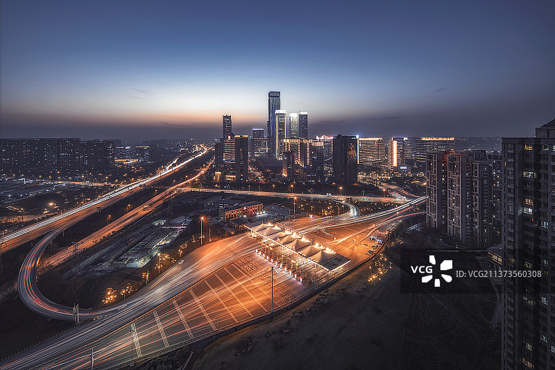 西安高新区cbd夜景图片素材