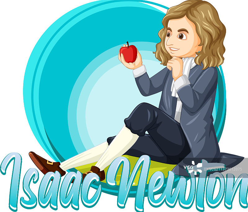 卡通风格的艾萨克·牛顿画像图片素材
