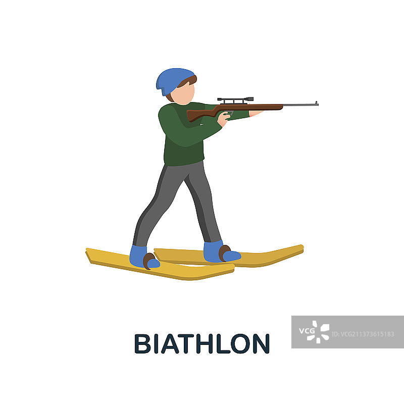 冬季两项扁平图标彩色元素符号图片素材