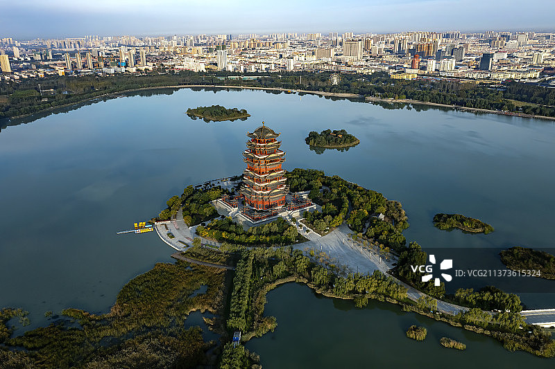 滨州黄河楼蒲湖风景区图片素材