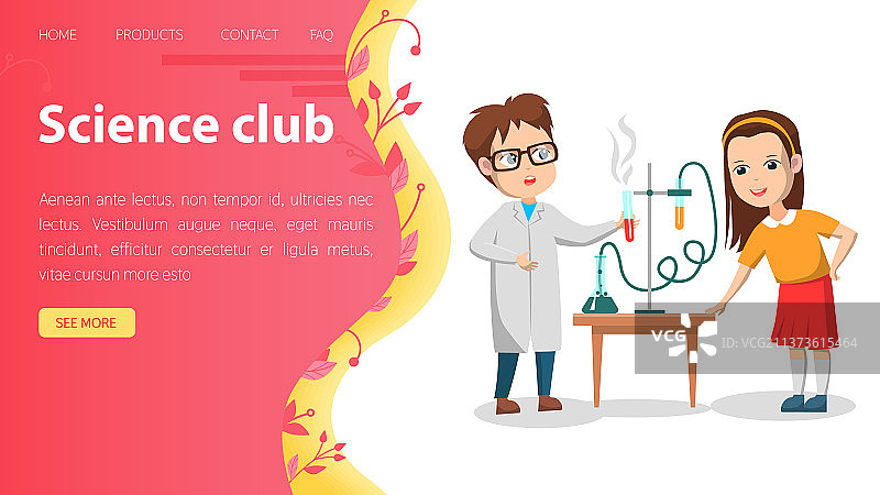 科学俱乐部可爱少男少女科学家图片素材