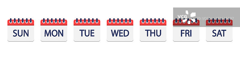 包含星期几的日历图标集图片素材