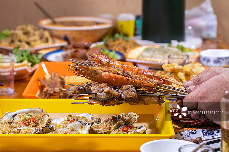 东北烧烤肉串图片素材