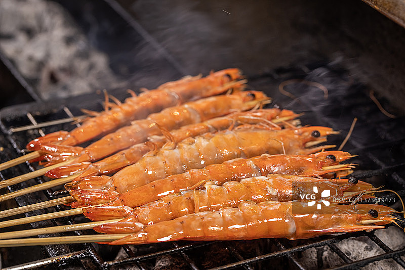 碳火烤大虾肉图片素材