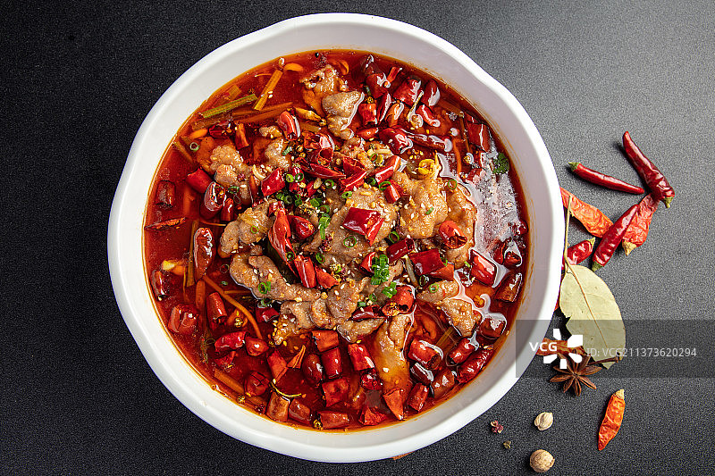 四川菜水煮牛肉麻辣牛肉图片素材