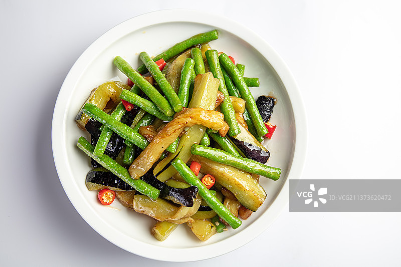 茄子烧豆角图片素材