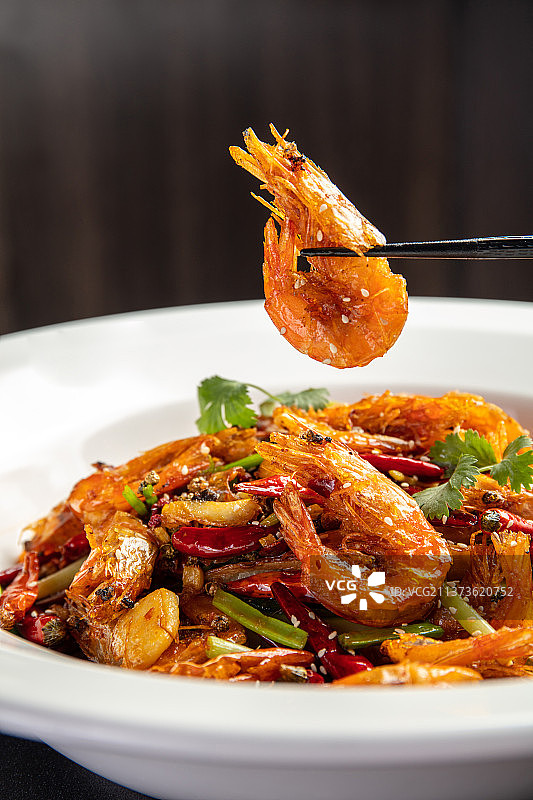 四川菜干锅香辣虾图片素材