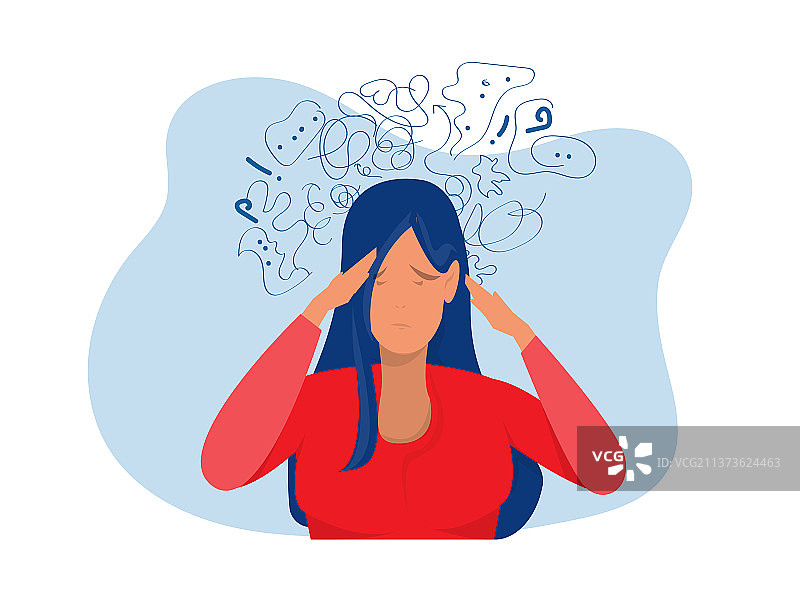 遭受强迫性思维头痛的妇女图片素材