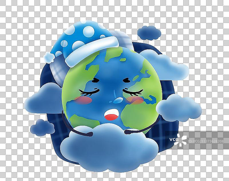 带着浴帽睡着了的地球图片素材
