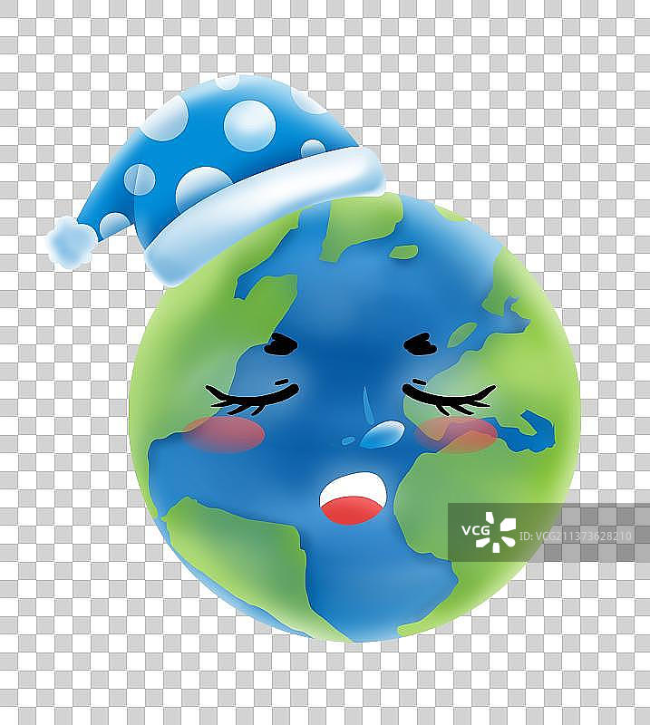带着浴帽睡着了的地球图片素材