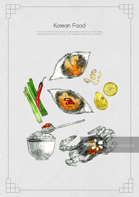 蟹肉制作的料理插图图片素材