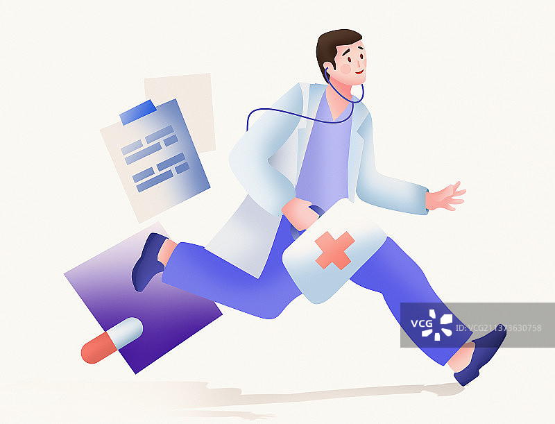 医生奔跑插画图片素材