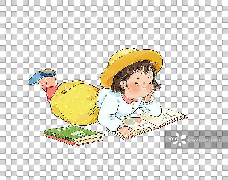 读书的的小女孩图片素材