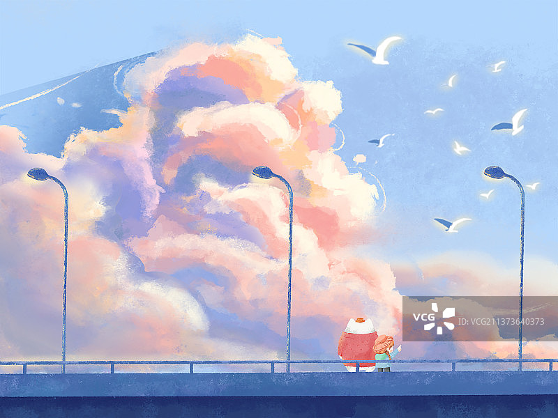 旅游天桥上的夕阳海报图片素材