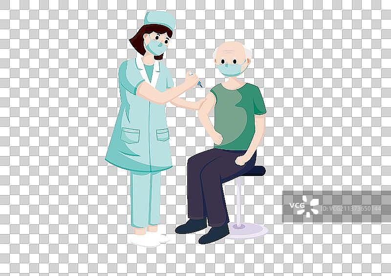 抗击疫情打疫苗老年男人图片素材