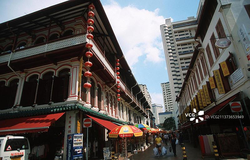 新加坡唐人街的街道和商店图片素材