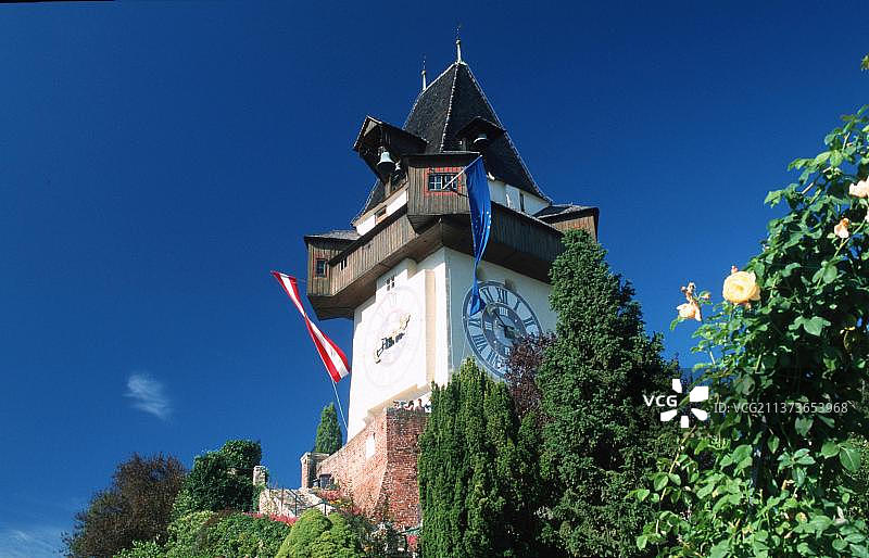 奥地利格拉茨钟楼，位于施蒂利亚，欧洲，联合国教科文组织世界遗产图片素材