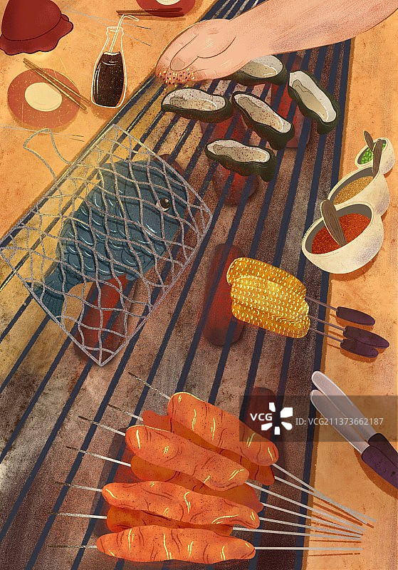 烧烤摊插画图片素材