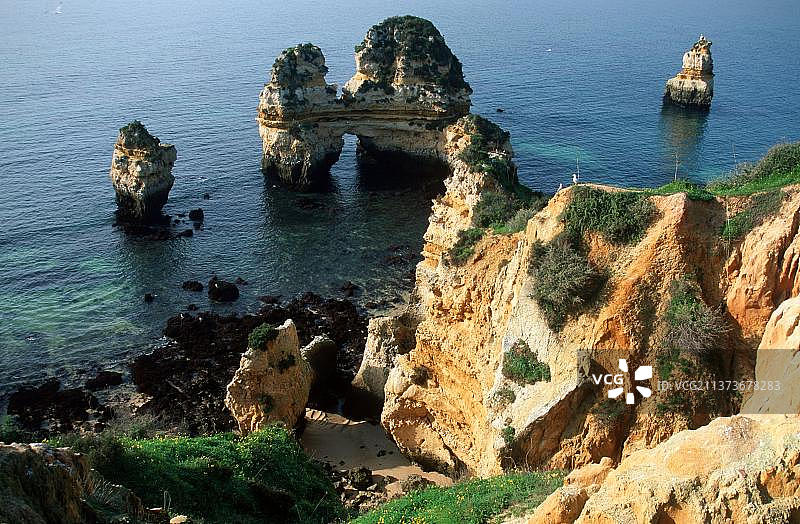皮埃达德角，拉各斯湾，阿尔加维，葡萄牙，大西洋，欧洲图片素材
