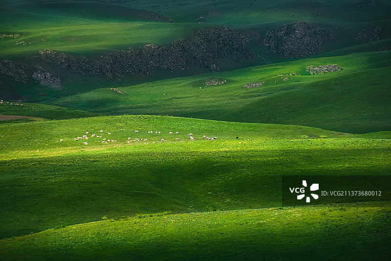 祁连山草原光影图片素材