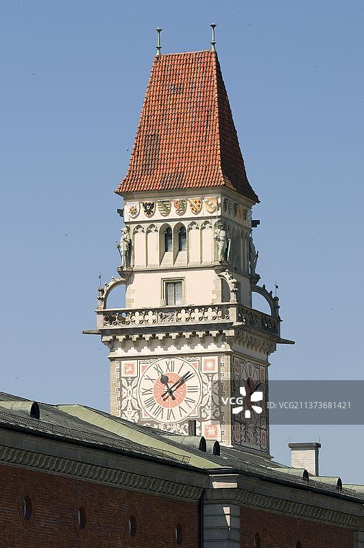 帕绍老市政厅塔楼，巴伐利亚森林国家公园，德国巴伐利亚图片素材