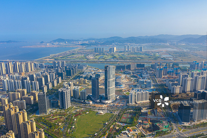 航拍珠海市金湾区航空新城图片素材