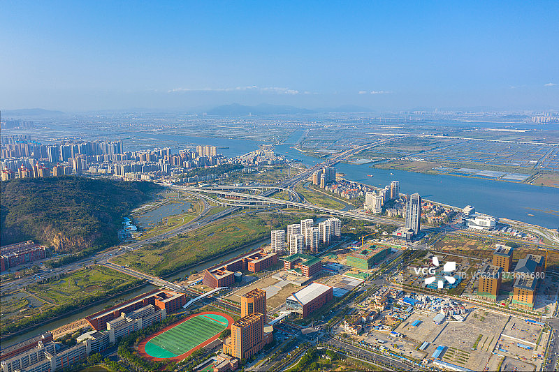 航拍珠海市金湾区航空新城图片素材