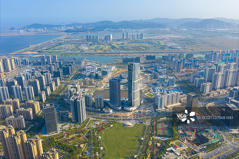 航拍珠海市金湾区航空新城图片素材