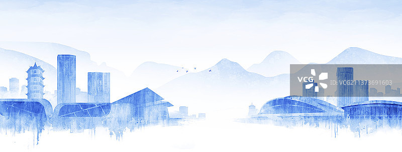 马鞍山城市建筑插画图片素材