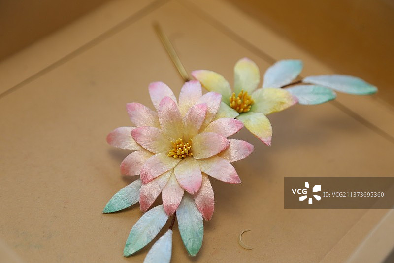 古风发饰非物质文化遗产绒花图片素材