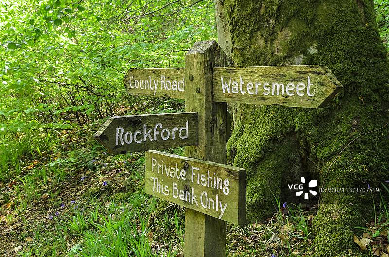 英格兰德文郡埃克斯穆尔的路标图片素材