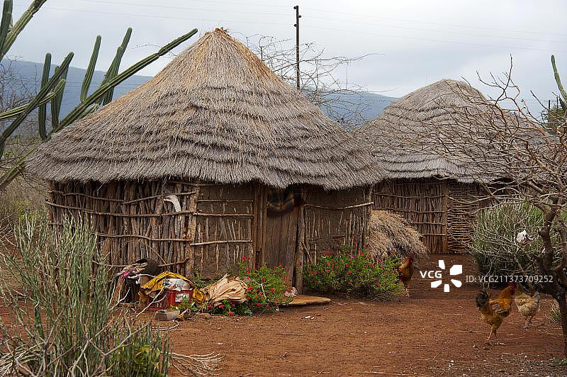 非洲斯威士兰拉武西马的圆形小屋图片素材