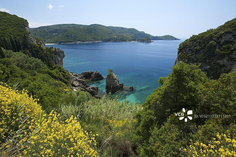 帕里奥卡斯特里察，科孚岛，爱奥尼亚群岛，希腊，欧洲图片素材