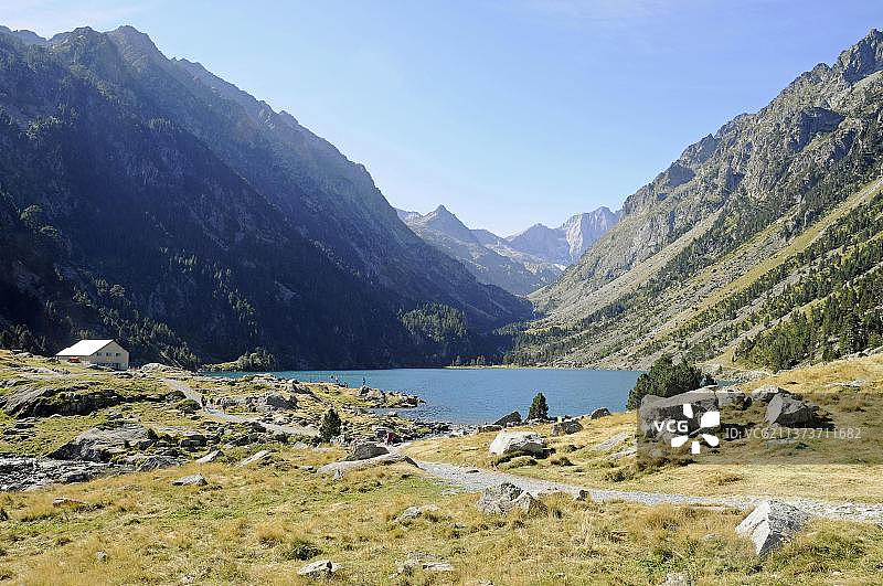 高布湖，山湖，科特雷，南比利牛斯，比利牛斯，上比利牛斯省，法国，欧洲图片素材