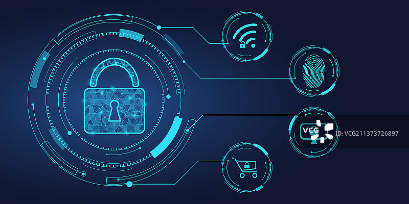 带有关闭小锁的互联网安全技术概念图图片素材