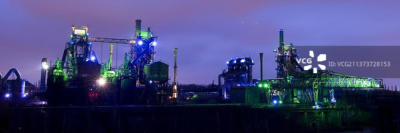 蒂森梅德里希钢铁厂工业遗址灯光艺术图片素材