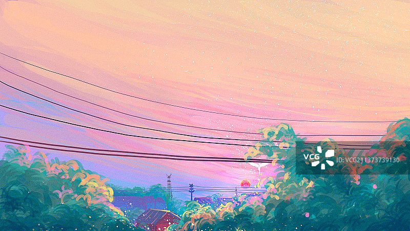 清新风风景插画图片素材