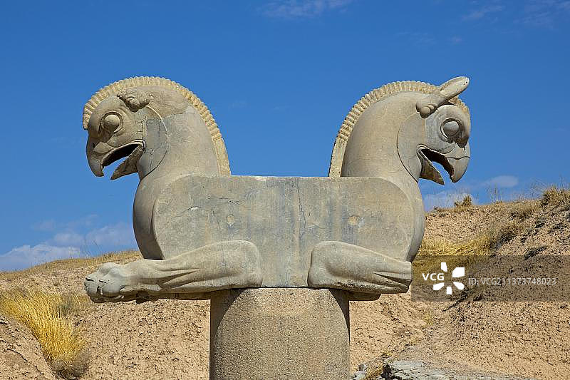 双头鹰，琐罗亚斯德教的空气象征，伊朗波斯波利斯图片素材