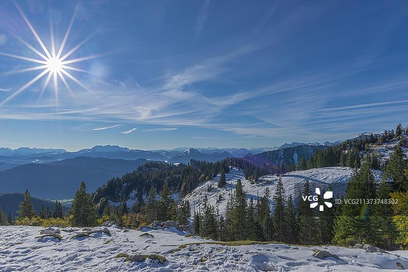 德国巴伐利亚基姆高阿尔卑斯山脉徒步旅行图片素材