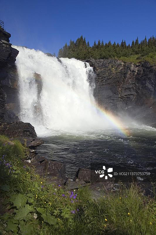泰恩瀑布，瑞典，欧洲图片素材
