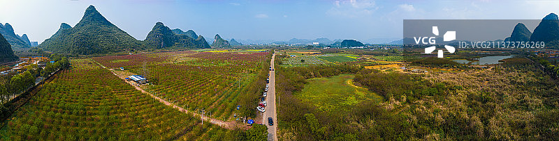 桂林马家坊田园风光航拍图片素材